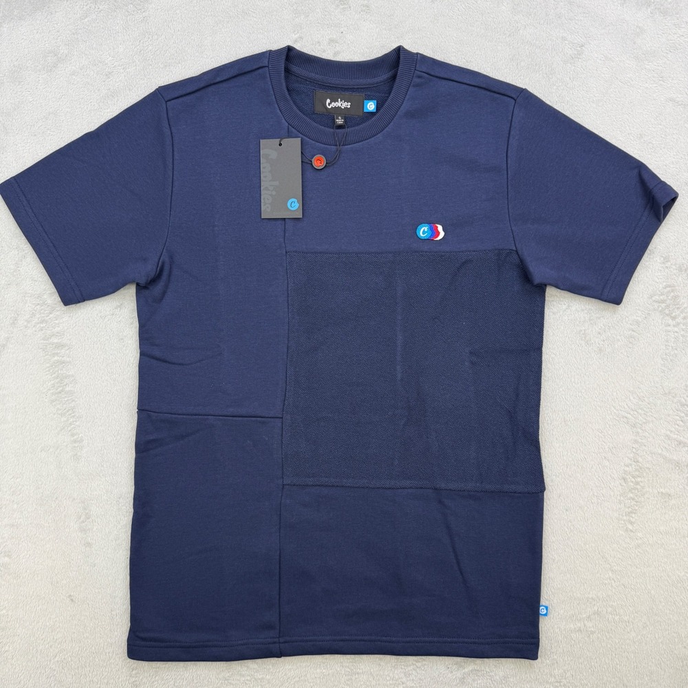 Cookies SF Shirt Mens Small Patchwork Blue Crewneck Streetwear‎ Urban T-Shirt